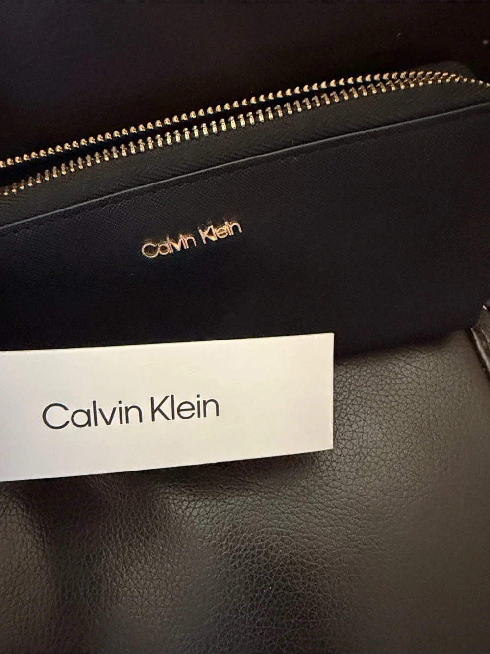 Calvin Klein Black Zip-Around Wallet with Gold Hardware NWT